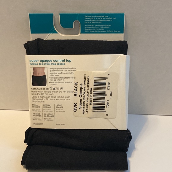 No Nonsense Super Opaque Control Top Tights Black Small - Picture 9 of 13